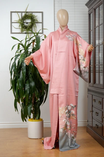 Dear Vanilla Japanese Silk Homongi Kimono Women's Authentic Japan Vintage Mint