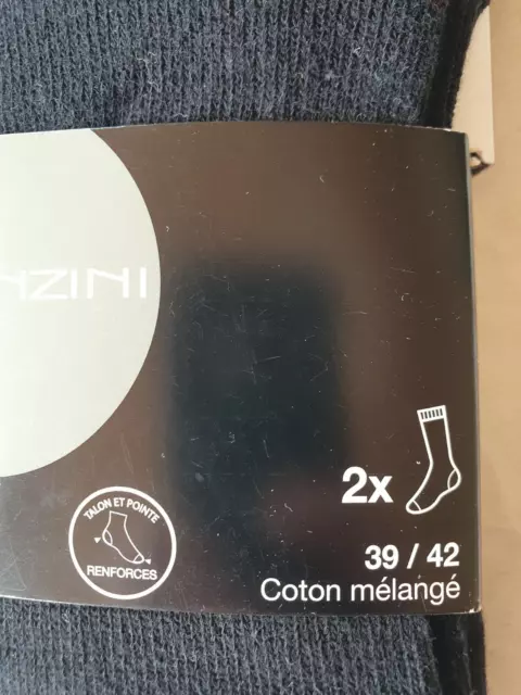 2 paires de chaussettes noires neuves 39/42 non comprimant Bronzini 2