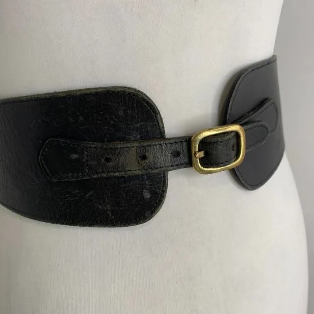Cintura larga in pelle nera vintage anni '90 NEXT W 30 32 vita cinch vespa classica aderente