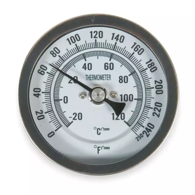 GRAINGER APPROVED 1NFX9 Bimetal Thermom,3 In Dial,0 to 250F