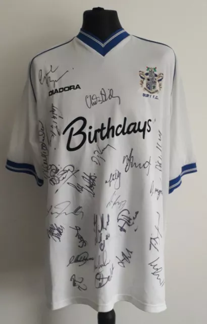 Bury FC Home Shirt 2001-02 Hand Signed by Squad. BNWT. Mint Condition. Adult XL.