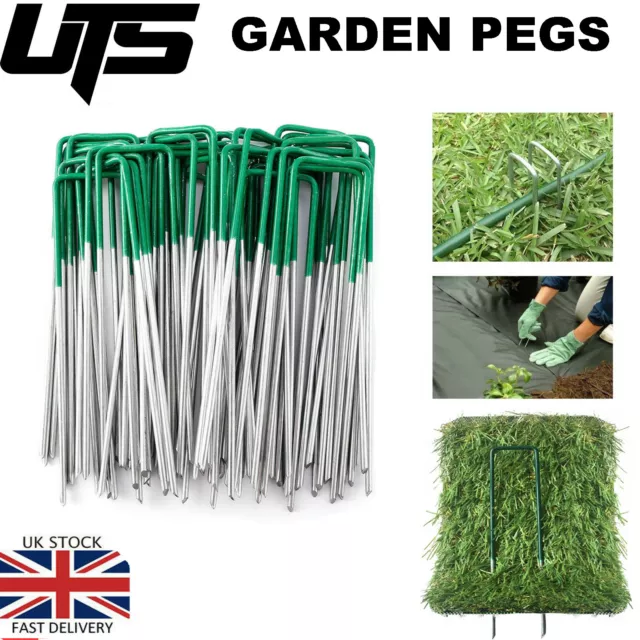 Half Green Artificial Grass U Pins Metal Galvanised Pegs Staples Weed Astro Turf