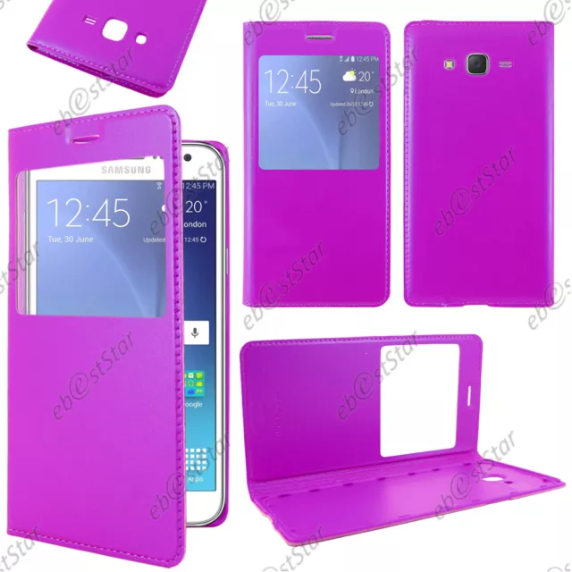 Housse Coque Etui Fen�tre View PU Cuir Violet pour Samsung Galaxy J5 SM-J500F