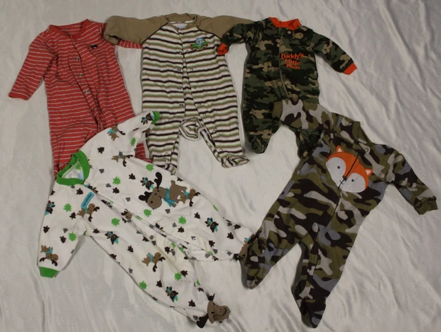 Baby Boys clothes lot fall winter size NB 0-3 3 months 5 pc pajamas sleepers #4