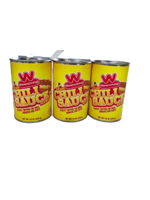 Wienerschnitzel Chili Sauce Secret Recipe with Meat 3 cans Great on Hot Dogs