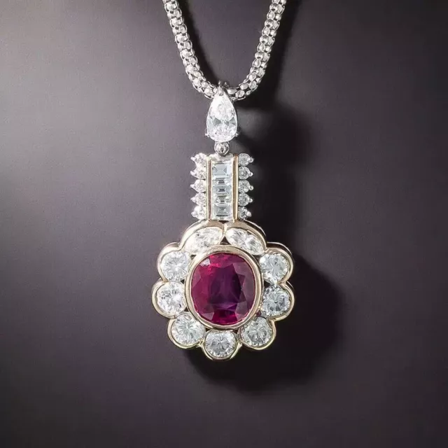 Incredible Vintage Art Deco Halo Pendant 2.32 Ct CZ Pendant 14K White Gold