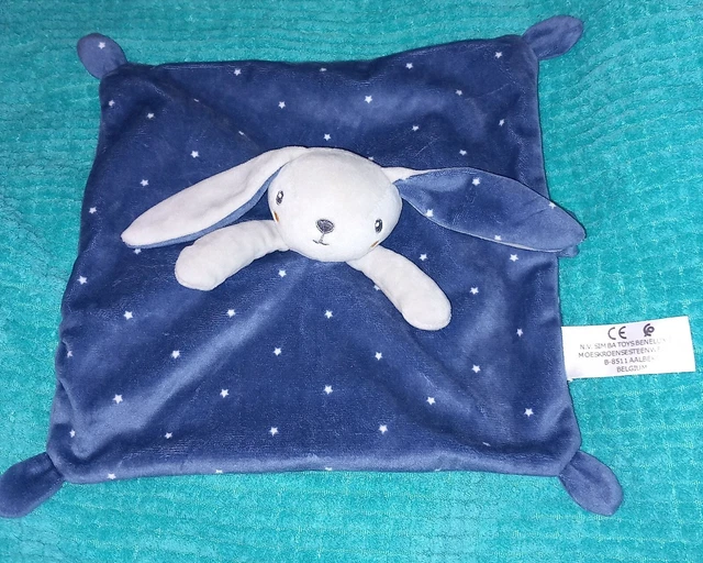 Doudou plat lapin SIMBA TOYS étoiles bleu marine état neuf jamais servi