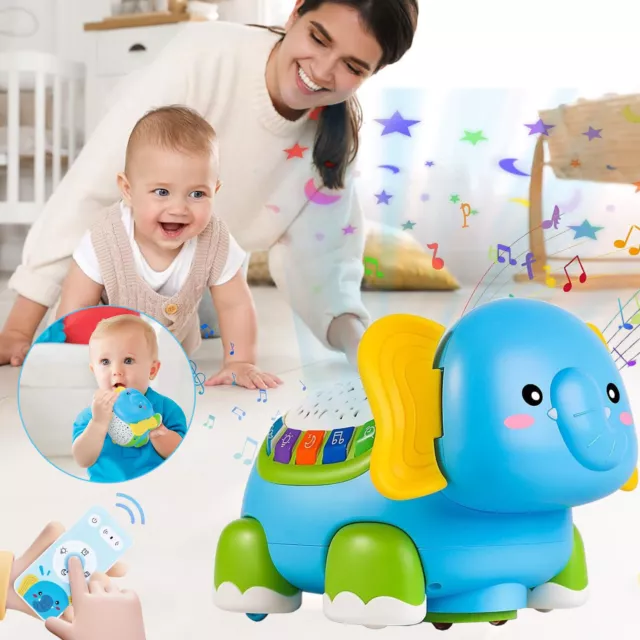 Baby Spielzeug Musik Spielzeug mit Licht Elefant Krabbelspielzeug Lernspielzeug