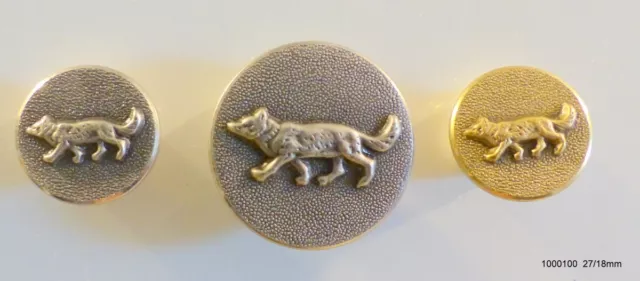 lot of 3 27/18mm BUTTONS: WOLF HUNTING/VENERIE