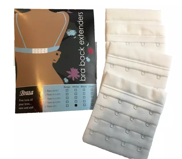 PACK OF FOUR bra extenders White 4 hooks and 4 rows increase by up to 3 ...