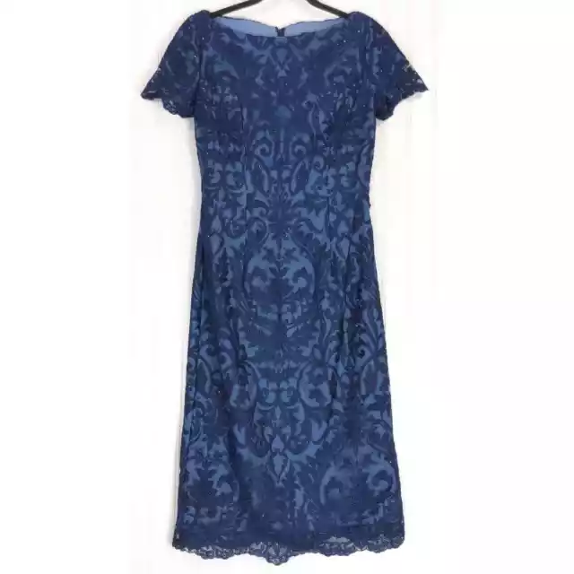La Femme Womens size 2 dress blue embroidered beaded lace cocktail dress