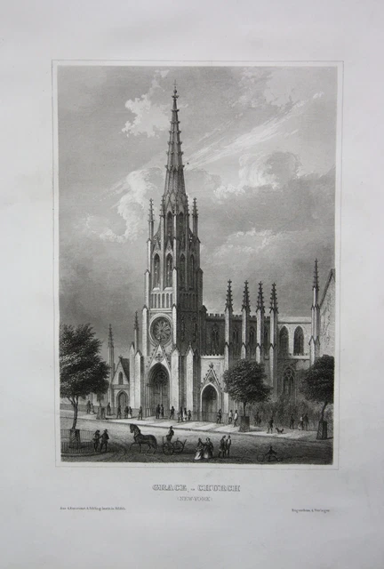 Grace Church Manhattan New York NY US United States Ansicht view ca. 1840