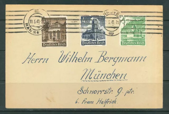 Deutsches Reich Mi-Nr. 751 + 752 + 753 auf Beleg - gestempelt in Hannover