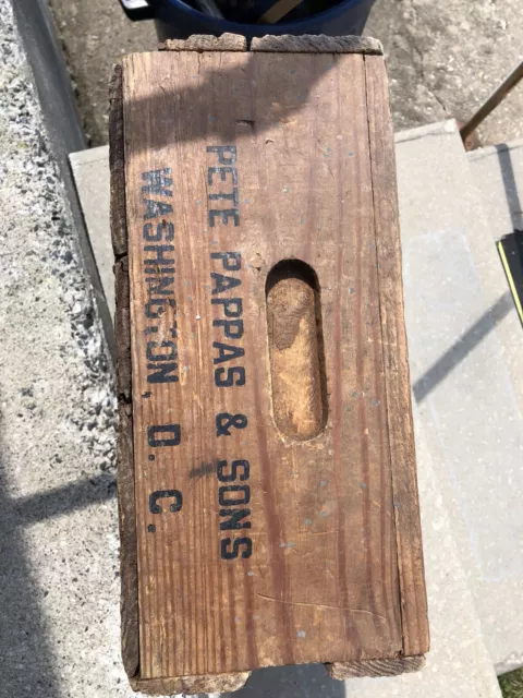 Antique Vintage Wood Box Crate Pete Pappas & Sons of Washington DC Barn Find