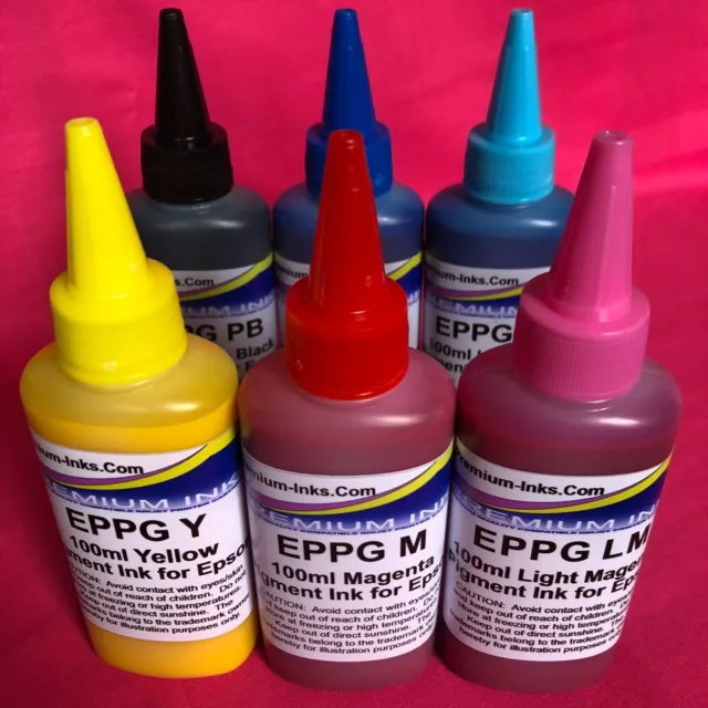 Tinta pigmentaria 6x100 ml sin fabricante de equipos originales para Epson XP 8000 8005 8500 8505 8600 8605 8700 378