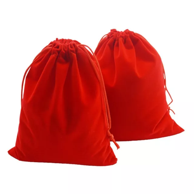 Classic Red Velvet Jewelry Gift Pouches 10 Drawstring Bags for Wedding Favors