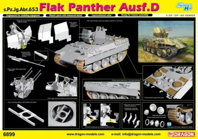 Flak Panther Ausf.d S.pz.jg.abt.653 1:3 5 Plastique Model Kit Dragon Models