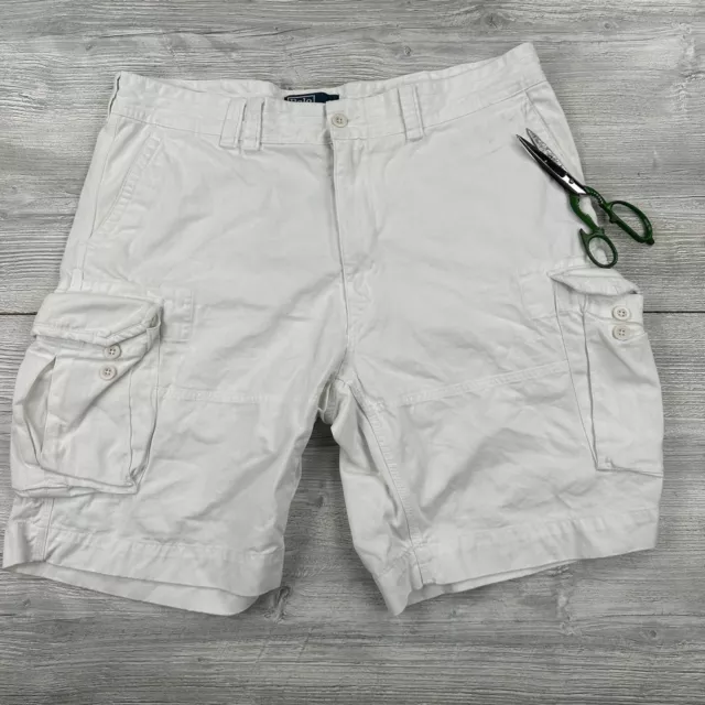 VTG POLO RALPH Lauren Cargo Shorts Mens 40 White Heavy Cotton $25.99 ...