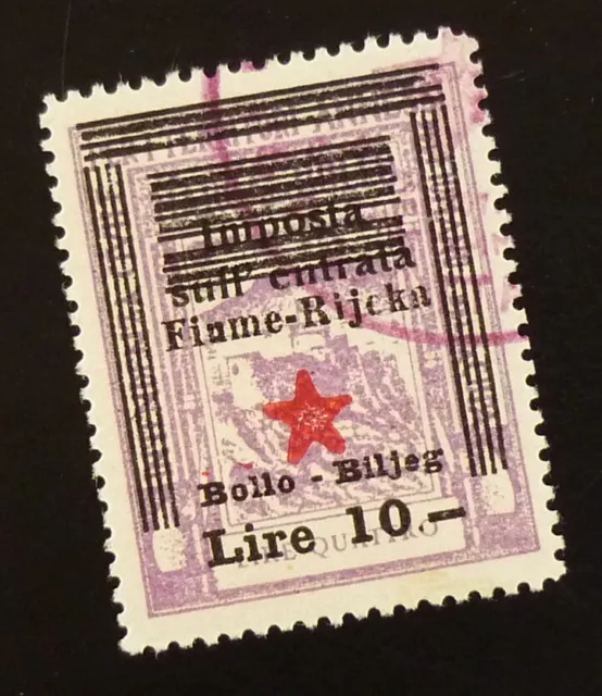 Fiume c1945 Italy Croatia Yugoslavia Ovp. Revenue Stamp - Lire 10 R31
