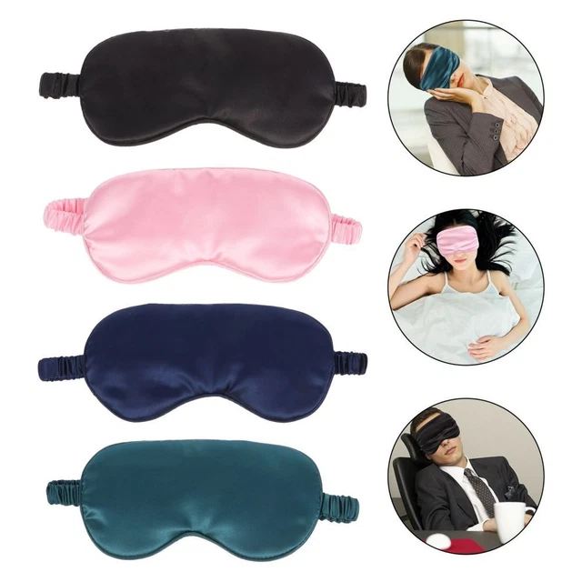 4-teilige elegante einfarbige Augenklappen Schlafende Augenmasken Seidenaugen-
