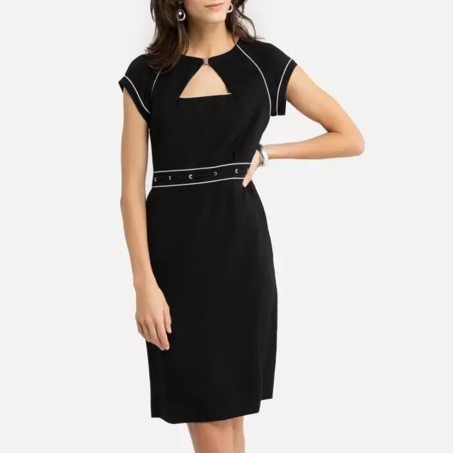 LA REDOUTE ANNE WEYBURN Black Stretch Twill Shift Dress Size 14