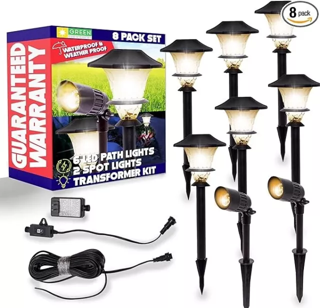 Open Box GreenLighting Low Voltage Landscape Lights, (8 Pack- 6 Stake Lights.