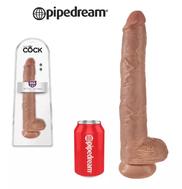 Sexy Fallo realistico 36 cm King Cock 14 Caramel Balls Dong Real Penis Cazzo Big