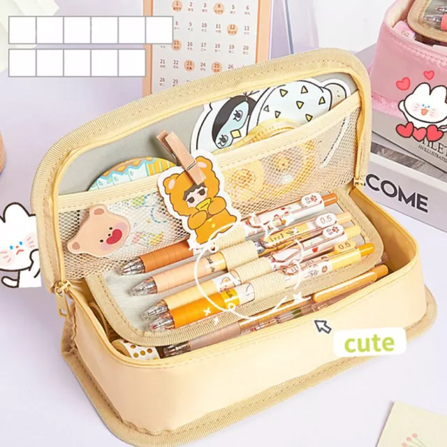 Korean Pencil Bag Cute Cartoon Pen Storage Box High Capacity Fabric Pencil BagEL