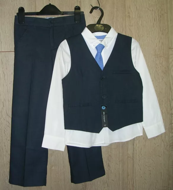 MARKS SPENCER New Boys Blue Trousers Waistcoat White Shirt Suit Age 6 7 122cm 22.99 PicClick UK