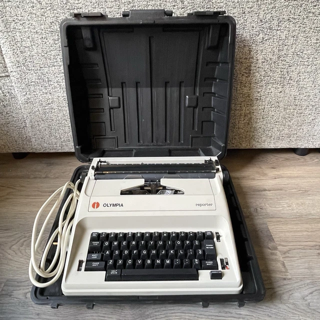 VINTAGE OLYMPIA REPORTER Electric Portable Typewriter With Case Made In ...