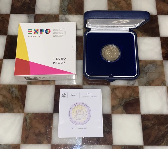 2 Euro Italia 2015 Expo Milano Proof Tiratura 5.000 Pz Commemorativa 2 Euro Italia 2015 Expo Milano Proof Tiratura 5.000 Pz Commemorativa