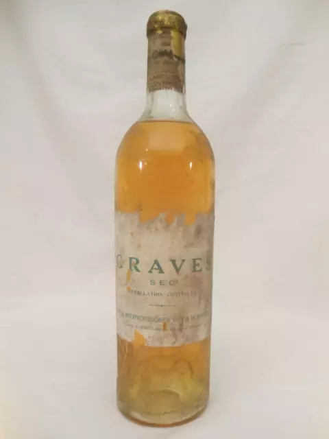 graves CIVB (année sur bouchon) blanc 1952 - bordeaux - une bouteille de vin