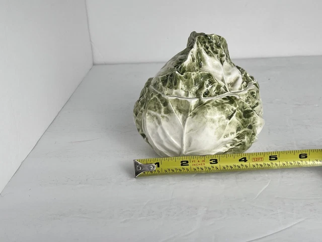 Majolica Cabbage Bowl. Vintage Italian Villa Fiord Art Pottery. Lidded Lettuce. 3