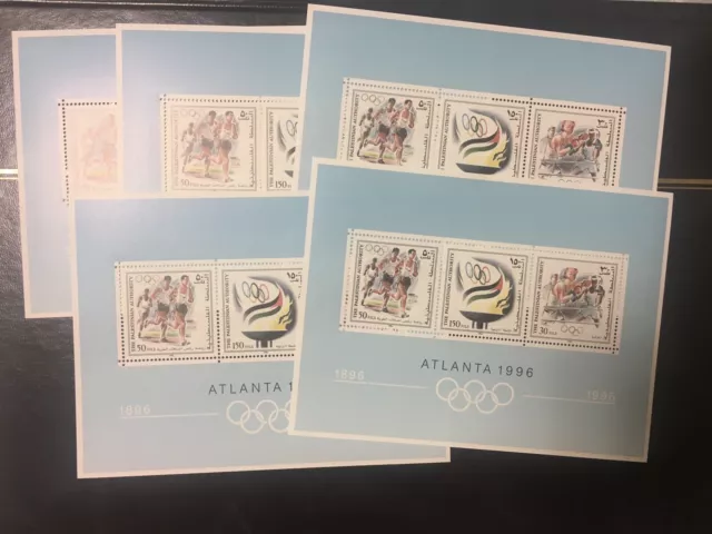 5 x 1996 Palestine Olympics Running Boxing  (MNH) minisheet - UK Seller