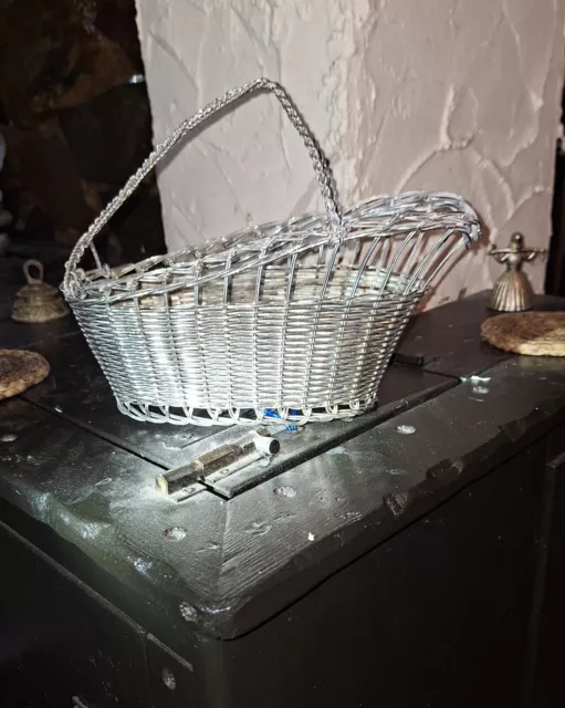 Antique Miniature Filigree Silver Plated Fruit Basket