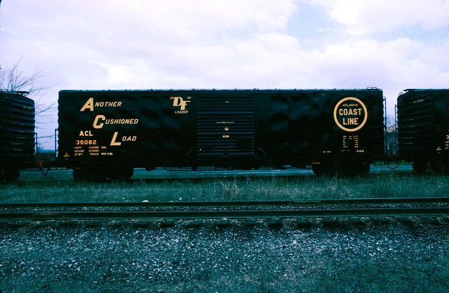 Rare 1965 Original Kodachrome Slide Fresh Acl Atlantic Coast Line Boxcar #36082