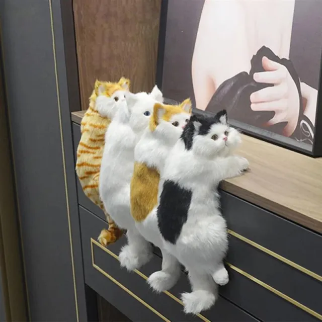 Cute Plush Fake Cat Art Ornaments Figurine Home Desk TV Hanging Toys Home De~m'