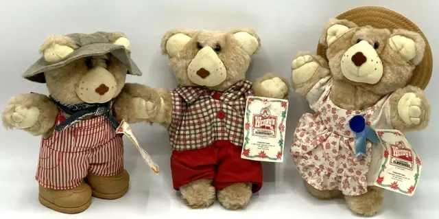 (3) Vintage 1986 Wendys Furskins 7" Bears with Hattie, Boon and Dudley