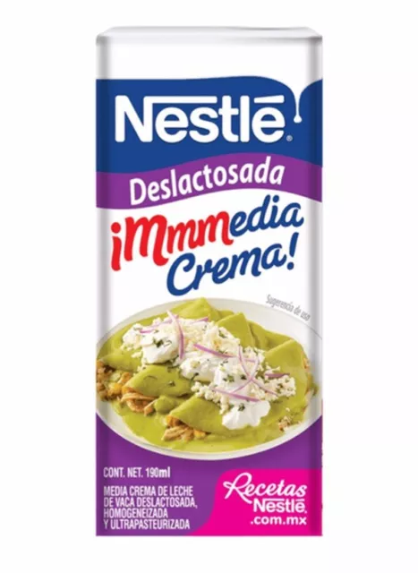 4 X Media crema Nestle deslactosada 190gram Lactose Free Table Cream From Mexico