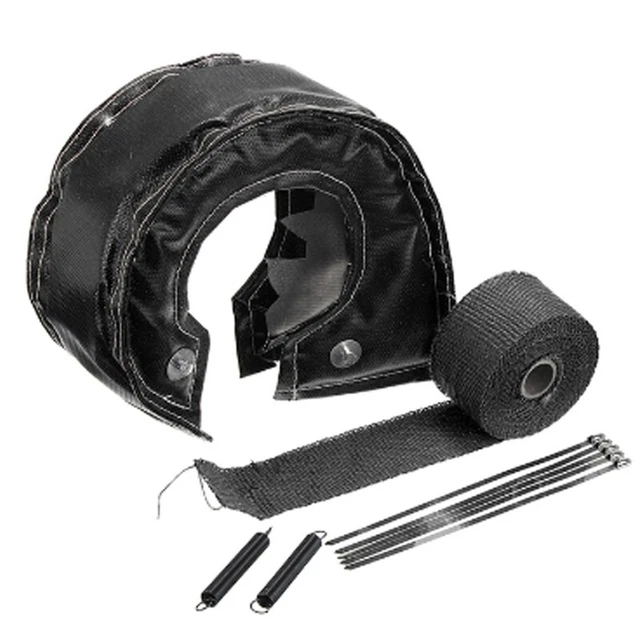 2X(1 Set  Racing Turbo Heat Shield Coperta Copertura + Tubo di Scarico Avvolge4)