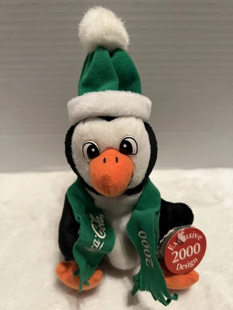 Vintage 1999 Coca Cola Penguin Plush Beanie w/ 2000 Coca Cola Penguin  and Rat