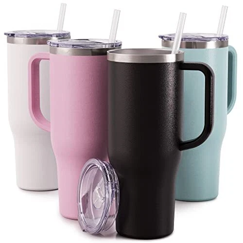 Charger 40oz Insulated Travel Mug Tumbler Handle Double Wall Stainless Steel Cup