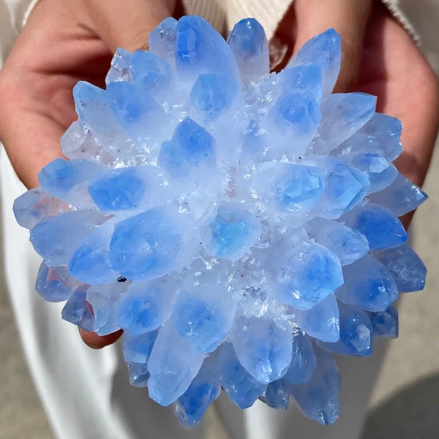 424G New Find BLUE Phantom Quartz Crystal Cluster Mineral Specimen Healing