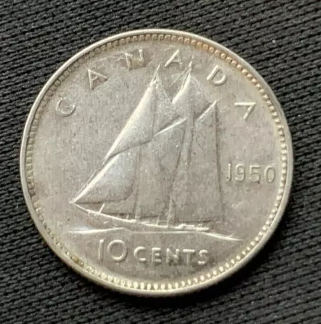 1950 Canada 10 Cents Coin UNC  .800 Silver         #G31