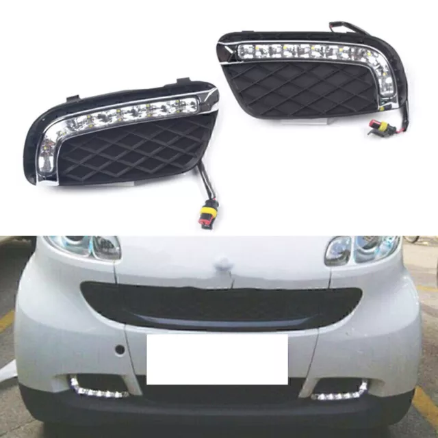 2x White DRL LED Daytime Running Light Fit For Mercedes BenzSmart Fortwo 08-11