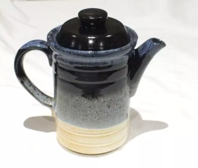 Vintage 1970’s Ashdale Pottery Teapot Coffee pot Blue - seascape colours 2 pints