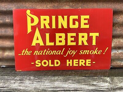 Authentic Vintage Prince Albert Tobacco Sign Old Metal Sign Pipe Cigarette 14x22