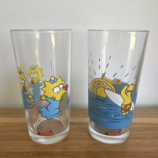 The Simpsons Nutella Collectable Homer and Maggie Vintage Glasses