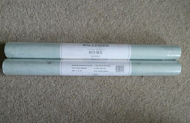 2 Rolls LAURA  ASHLEY HOME Wallpaper or Wallcovering - Ornament Powder Blue 10 m