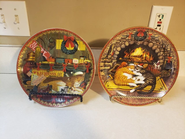 Vintage Bradford Exchange Santas Little Helpers Plates Charles Wysocki Set Of 2